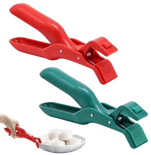 2Pcs Silicone Tongs for Cooking, Viceda Anti-Scald Hot Bowl Clips, Silicone Tipped Tongs, Heat Insulation Kitchen Tool, Safely Handle Bowls, Pans, Plates, Versatile Kitchen Tongs. (Red & Green