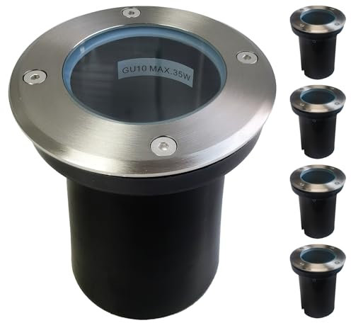 EBION 4 Pezzi Faretto Segnapasso Calpestabile Lampada Da Incasso a Terra Esterno Luce Spot Con Attacco GU10, IP67 Impermeabile, Segnapasso Calpestabile Per Giardino Sentie (Lampadina Non Inclusa)