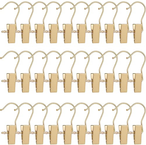 BEWISHOME 50 PCS Boot Hangers for Closet, Laundry Hooks with Clips,Heavy Duty Boot Clips for Haning,Space Saving Portable Travel Clothes Pins, Jeans, Socks, Towel, Gold FYC50G
