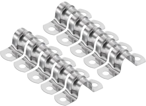 sourcing map 10 Stück 16 mm Rohrschellen, M16 U-Rohrschellen, Edelstahl, starres Rohrband, U-förmige Halterung mit zwei Löchern für Rohr, Schlauch, Kabelbefestigung, 10 Stück