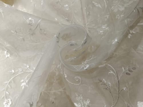 100% Silk Organza Embroidery in White Ivory Fabric 44 Wide Available in 5 Designs Embroidery 5
