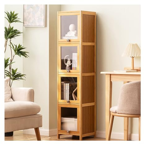 HBOOMOEM Curio VitrinskåP，VitrinskåP SkåP Med AkryldöRrar，Curio VitrinskåP Med Akrylglas，öRvaringsskåP Med HöG Kapacitet Med Flip-Top DöRr，VippdöRrdesign, LäTt Att RengöRa.(Clear,140*40CM/55.1in*15.7i