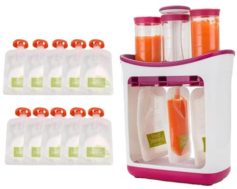 Tyinerc Estación De Compresión De Alimentos Para Bebé Máquina De Alimentos Para Bebé Bolsas Recién Prensados 4 Onzas 10 Bolsas Incluidas