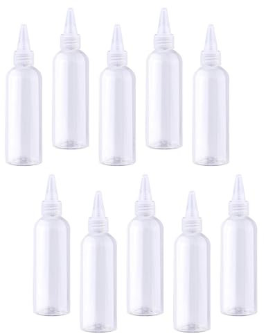 Ginddy Bottiglie da spremere, 10 bottiglie trasparenti da spremere con ugelli, in plastica, con imbuti, mini bottiglie per condimenti, applicatore, per fai da te, artigianato, pittura, multiuso, 10