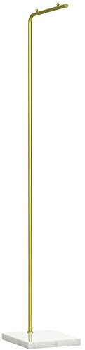 HOMCOM Portemanteau portant à vêtements 1,52 m avec cadre en métal, base en marbre, portemanteau sur pieds pour chapeau, manteaux et sacs, pour entrée, chambre à coucher, couloir, doré et blanc