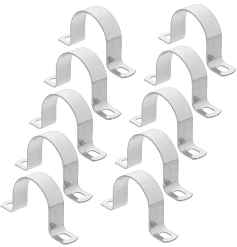 UKCOCO 10pcs Stainless Steel Pipe Buckle High Duty Line Clamp Double Pipe Clamp Bracket for Woodworking Plumbing Industrial