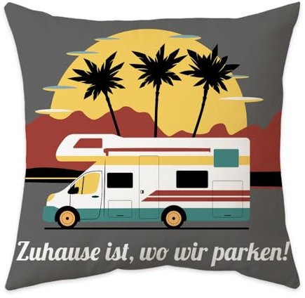 Federa per cuscino da campeggio, regalo per campeggio, gadget da campeggio, gadget divertenti, accessori per camper, camper, camper, regalo per campeggio, 45 x 45 cm