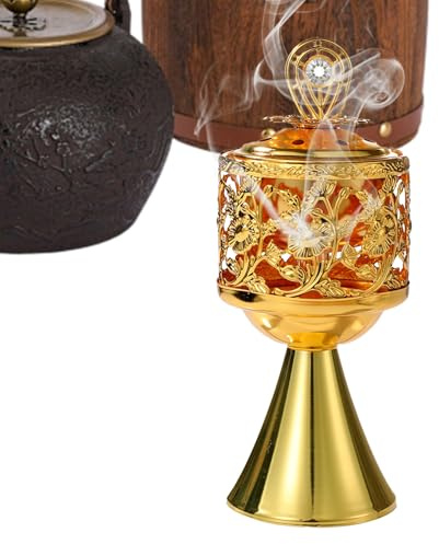 Censer Weihrauchbrenner, orthodoxer Weihrauchbrenner | Gold Katholischer Weihrauchbrenner - Gold Arabische Kerzenhalter Spirituelle Elegante Heimdekoration für Entspannung, Meditation und Yoga