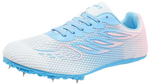 Zapatillas De Correr Unisex Sprint, Zapatillas De Atletismo De Malla para Hombres, Mujeres, Niños, Moda, Carreras, Pistas, Clavos, Zapatillas,Rosado,35 EU
