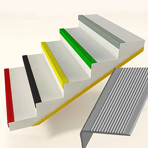 Protector de borde de escalera antideslizante de PVC en forma de L y protector de esquina de goma para interiores y exteriores, para escaleras de baldosa/madera, 3 x 7 cm de ancho, solución de