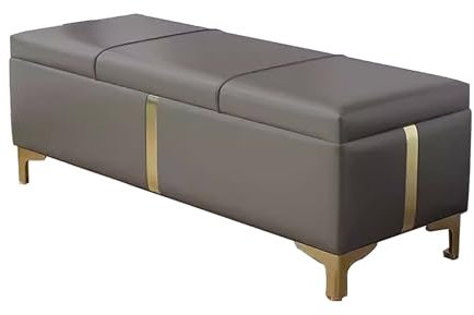 Moderne Eingangsbank aus PU-Leder, luxuriös, faltbar, Schuhaufbewahrung, Ottomane, gepolsterte Bettbank für Wohnzimmer und Schlafzimmer, Dunkelgrau, 40 cm