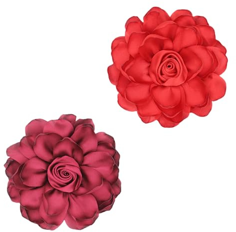 XFSRG Brosche Damen Blumen Design Haarschmuck Elegante Broschen & Anstecknadeln für Kleidung und Accessoires (Burgund + Rot)