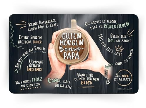 Stiefvater Geschenk: Frühstücksbrettchen Guten Morgen Bonuspapa, Vatertag Geschenk, Geburtstagsgeschenk für Stiefvater, Ostergeschenk Bonus Papa