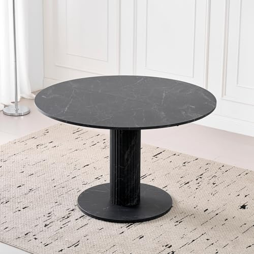 HJhomeheart 115 cm Esstisch, Moderner, Minimalistischer, Runder Küchentisch, Geeignet für Küchen und Esszimmer – BM
