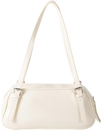 XINYIN Stilvolle Unterarmtasche, luxuriöses PU-Leder, Schultertasche, schlankes Design für Geschäftsreisen, Einkaufen und Verabredungen, moderne Bowlingtasche, weiß, One Size