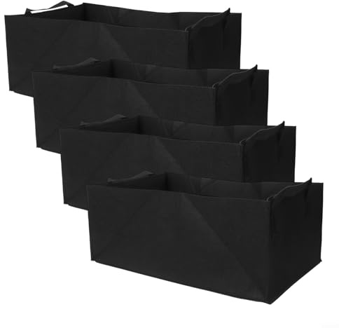 Bebykilemi 4-teilige rechteckige Filz-Pflanzsäcke aus Vliesstoff, Gemüse-Pflanzbeutel mit verstärkten Griffen für Balkon, Gartenarbeit und Pflanzenzucht im Freien (50 x 30 x 20)