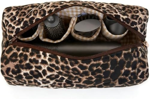 Starnearby Sac de Voyage Compatible avec Dyson Airwrap, Tousse de Rangement Matelassée pour Sèche-Cheveux Dyson et Accessoires, Organisateur pour Outils de Coiffure Shark Flexstyle (Imprimé léopard)