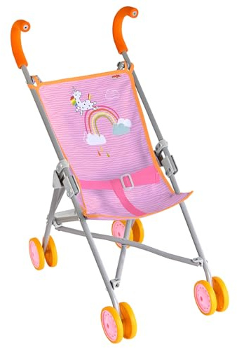 HABA Puppenbuggy Regenbogen – faltbar mit gepolsterten Griffen und Doppelrädern – für Puppen bis 45 cm – Puppenwagen für Kinder ab 2 & 3 Jahren – 2013338001