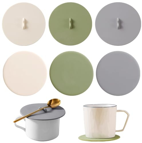 TRKETK 6 Piezas Tapa de Taza de Silicona, Tapas de Silicona Reutilizables para Vasos Fundas de Taza para Bebidas Calientes Cubierta de Sello Hermético de Grado Alimenticio (3 Colores)