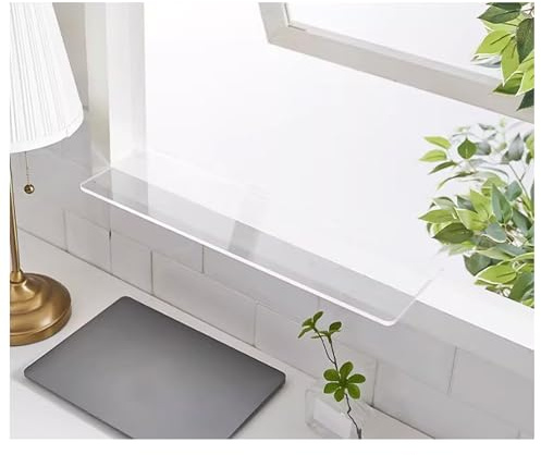 Extensor de alféizar de ventana de acrílico transparente de 0,19 pulgadas de grosor, estantes de extensión de alféizar de ventana, soporte for ventana/planta(1.64x0.53ft/50x16cm)