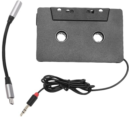 Vvikizy Auto-Kassetten-zu-Aux-Adapter, Universal-Kassettenadapter mit 3,5 Mm Typ-C-Aux-Kabel für Telefon, MP3-Player, HiFi-Lautsprecher, 24 Karat Vergoldeter Stecker, Intelligente