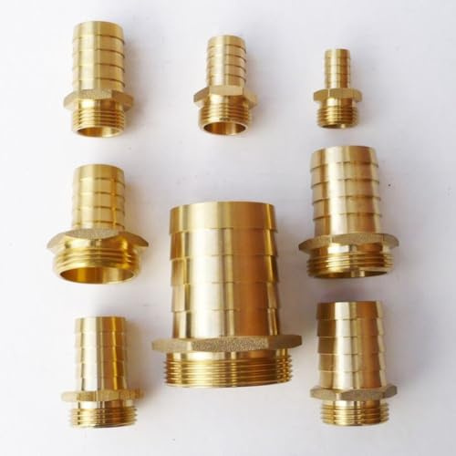 BildeeMait 2 piezas de latón de cola de manguera a macho para conector adaptador de rosca BSP, jardín, piscina, estanque, agua, aire para tubería de combustible, tamaño de 1, 2, 3, 4, 1 pulgada