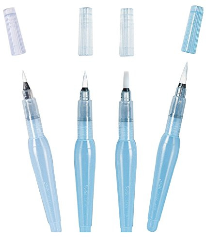 Pentel Water Brush Wasserpinsel (feine, mittlere und breite Spitze) 3 Stück (4er Set)