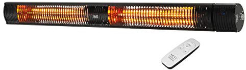 Heat Outdoors Shadow Ultra Low Glare Dual Infrared Patio Heater - 3 kW Stylish Fixed Outdoor Heating Unit with Remote - IPx5 Waterproof Ceiling Wall Mountable Parabolic Reflector Safety Guard