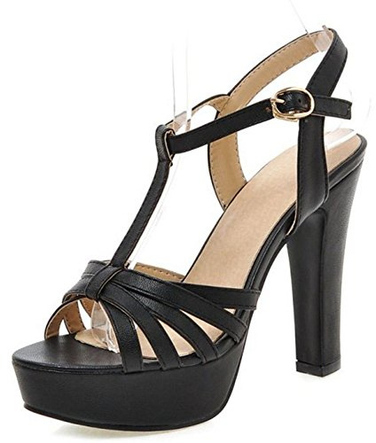 Onewus Sandali da donna Gladiator con tacco alto, Nero , 44 EU