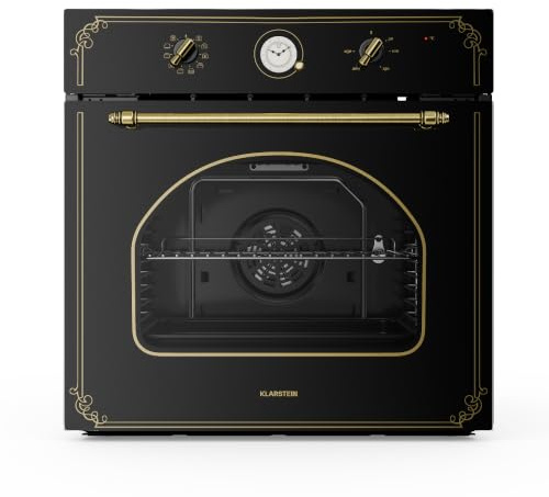Klarstein Victoria - Horno eléctrico, horno empotrable con 9 funciones, temporizador, 50-250 °C, 70 L, horno retro, 10 alturas, puerta desmontable para fácil limpieza, negro