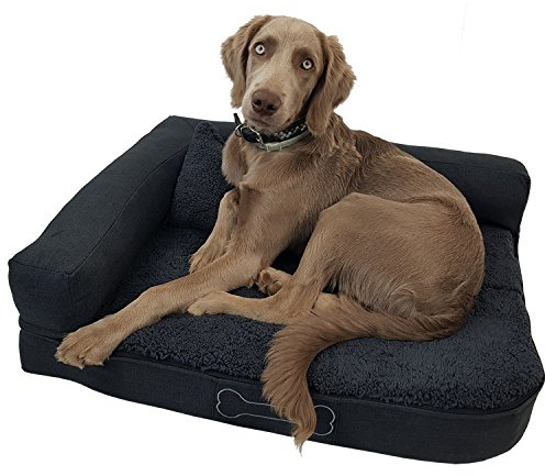 DILUMA Luxus Hundebett Valetta mit Kissen Größe S 80x60 cm für kleine Hunde - orthopädisches Hundesofa mit abnehmbaren Bezug und Antirutschbeschichtung