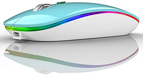 Uiosmuph G12 Mouse Wireless, 2,4 GHz con Ricevitore USB Mouse Senza Fili, DPI Regolabile LED Mouse Wireless Ergonomico for Mac/PC/Laptop/iPad - Blu