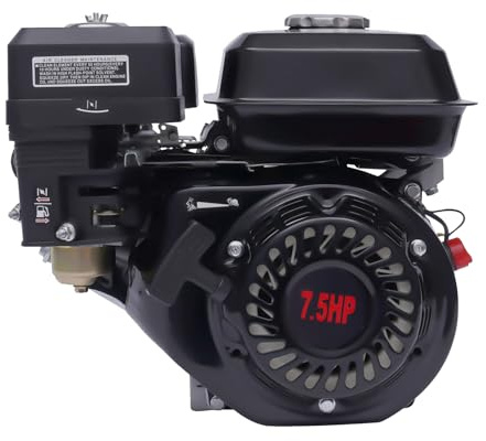 7,5CV Moteur Thermique 4 Temps 212cc Moteur à essence Karting OHV Monocylindre Motor de Stand, Alarme manque d'huile, Refroidissement à air, 20 mm Arbre