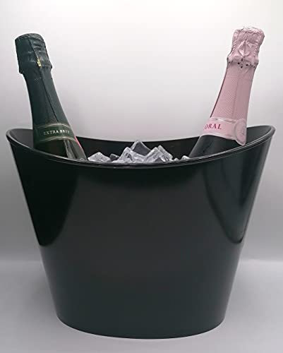 Cubitera, Champanera Fresh color Negro, ideal para 2 botellas 75cl, botella Magnum o 6 botellines de cerveza, refrescos o agua. Hecha en Metacrilato, muy Elegante.