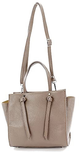 modamoda de T219 Damen Leder Henkeltasche Handtasche Schultertasche handmade in Italy, Farbe:Taupe