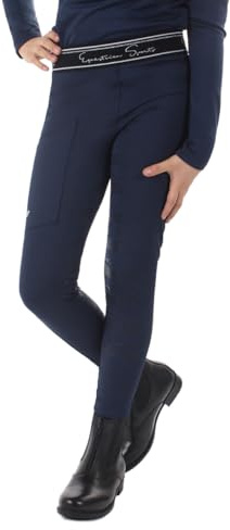 QHP Eden - Pantalones de equitación para niños (agarre completo), color azul marino, azul marino, 152