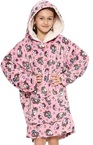 A2Z 4 Kids Flickor Pojkar Oversized Huvtröja Snuggle Filt Super Mjuk - Snuggle 951 Unicorn One Size