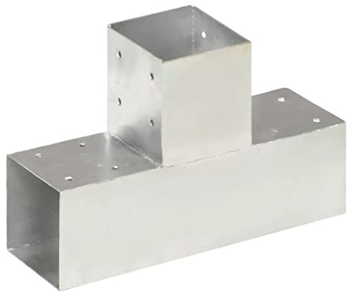 vidaXL Pfostenverbinder T-Form 3 Hülsen Balkenschuh Holzverbinder Eckverbinder Pfostenecke Balken Verbinder Feuerverzinkt Verzinktes Metall 91x91mm