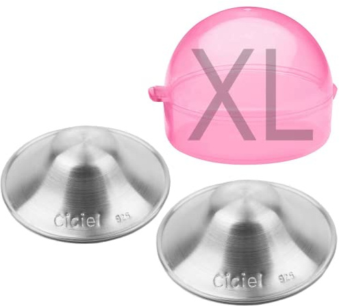The Original Silver Tasses d'allaitement – Protège-tétons pour allaitement nouveau-né – Essentiels essentiels pour l'allaitement – Couvre-tétons – Couverture post-partum – Taille XL (étui rose)