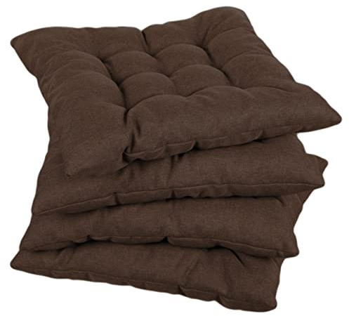 gutekissen Cuscino per sedia Copricuscino quadrato trapuntato per sedie/panche per casa e giardino Coprisedile Cuscino per giardino Cuscino per sedile Molti colori (50x50, Marrone, 1)