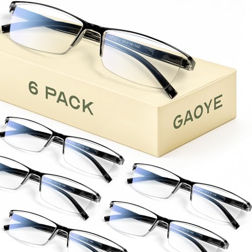 Gaoye 6 Pack 2.25 Executive Style Reading Glasses Men - Durable Readers with Blue Light Filtering- Comfortable Fit with TR90 Frames