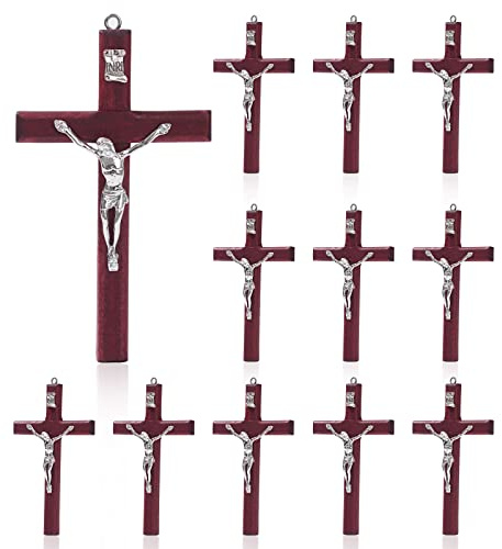 SHAOQINLIN 12 Pieces Crucifix Wall Cross, 4.7 Inch Wooden Wall Hanging Cross Wall Decor Home Decor