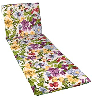 GHIOCUSCINI | Cuscino per Lettino Mare, FANTASIA PRIMAVERA, in Tessuto Cotone/Poliestere, Sfoderabile, 52 + 130 x 57 cm, Alto 4 cm, Made in Italy