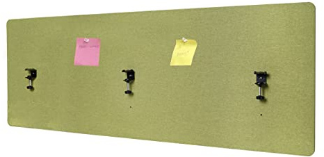 Mendler Akustik-Tischtrennwand HWC-G75 Stoff/Textil - 60x160cm grün | Büro-Sichtschutz, Schreibtisch, Pinnwand, doppelwandig