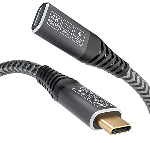 CAKOBLE USB C Verlängerung 20Gbps 100W/5A, Buchse Auf Stecker Kabel, Unterstützt 3.2 Gen2, 3.1, 3.0, 4K @ 60Hz, Kompatibel Mit Hub/Ladegerät 0.25M