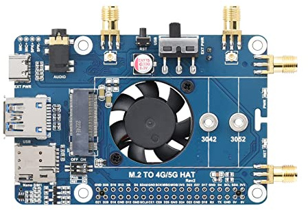 Waveshare LTE Cat 6 Communication HAT Compatible with Raspberry Pi, LTE-A Global Multi-Band, GNSS Positioning, Comes with EM060K-GL Module