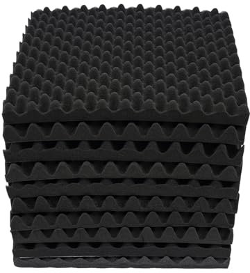 10 Stück Schallschutz Schaumstoffplatten, 50 * 50 * 20cm Schaumstoffplatte, Schaumstoff Schalldichte Wandpaneele Akustikpaneele für Schlagzeugräume, Aufnahmestudios, KTV (Schwarz)