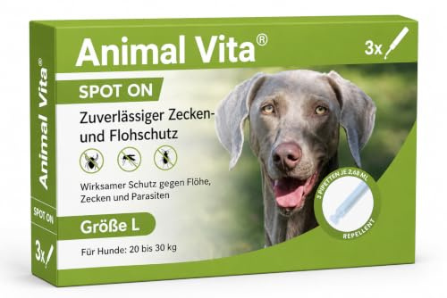 Animal Vita® Spot On Zeckenschutz für Hunde [zuverlässiger Zeckenschutz] Zeckenmittel und Zeckenschutz - Spot On für Hunde (20 bis 30kg)