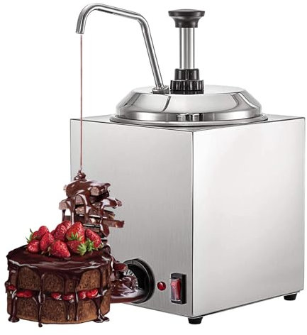 FAcoLL Commercial Cheese Warmer Dispenser, 2.5L Stainless Steel Chocolate Dispenser, Sauce Warmer with 30-110℃ Temperature Adjustable, Jam Heat Preservation Machine for Restaurant Snack Station