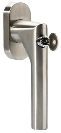 FELGNER Poignée de Fenêtre Verrouillable Como | Bouton Rotatif | Sécurité | Pour Chambre d'Enfant, Appartement | Résistant à la Corrosion | 2 Clés Incluses | Nickel Mat